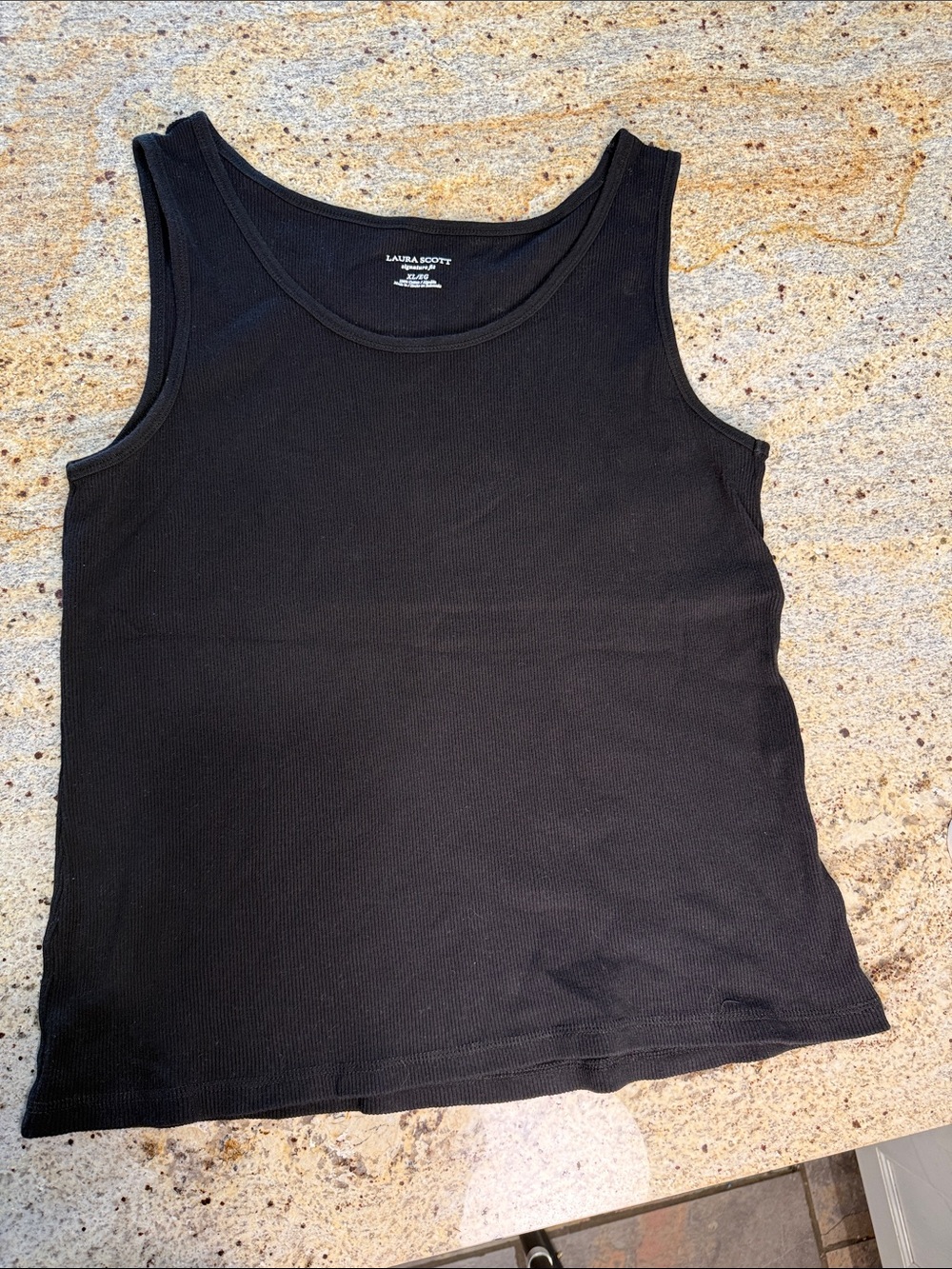 Laura Scott Black Ribbed Sleeveless Tank